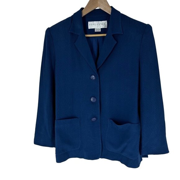 Doncaster 100% Silk Oversized Blazer Shoulder Pads 3 Button Size 6P - Picture 1 of 15